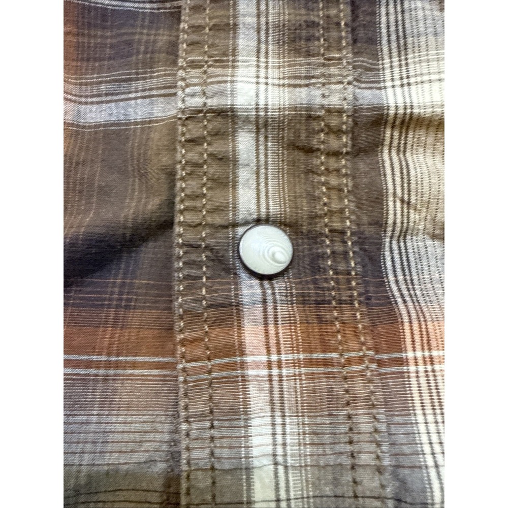 Carhartt 104143 Mens Bozeman Long Sleeve Brown Plaid Shirt Pearl Snap Size Small - Picture 4 of 5